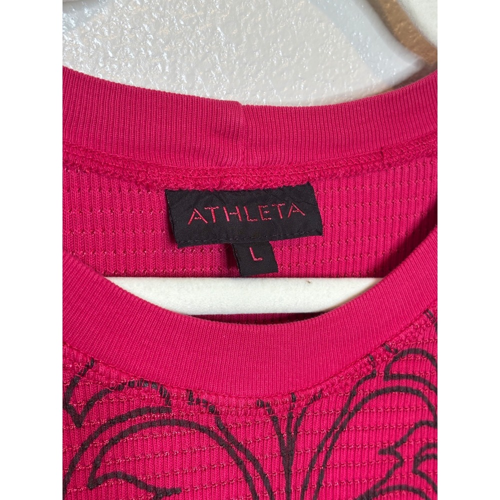 Athleta Y2K 2000 Vintage Magenta Pink Waffle Knit Thermal Top Size Large - Picture 4 of 7